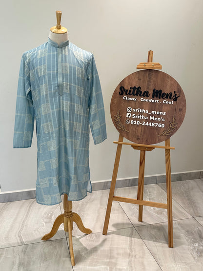 SM0925-01-03 Light Blue Soft Cotton Silk Kurta