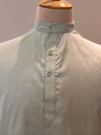 SM1025-18-03 Pastel Green Short Soft Silk Blend Kurta