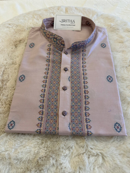 SM1125-06-03 Lavender Soft Silk & Woven Design Kurta Set