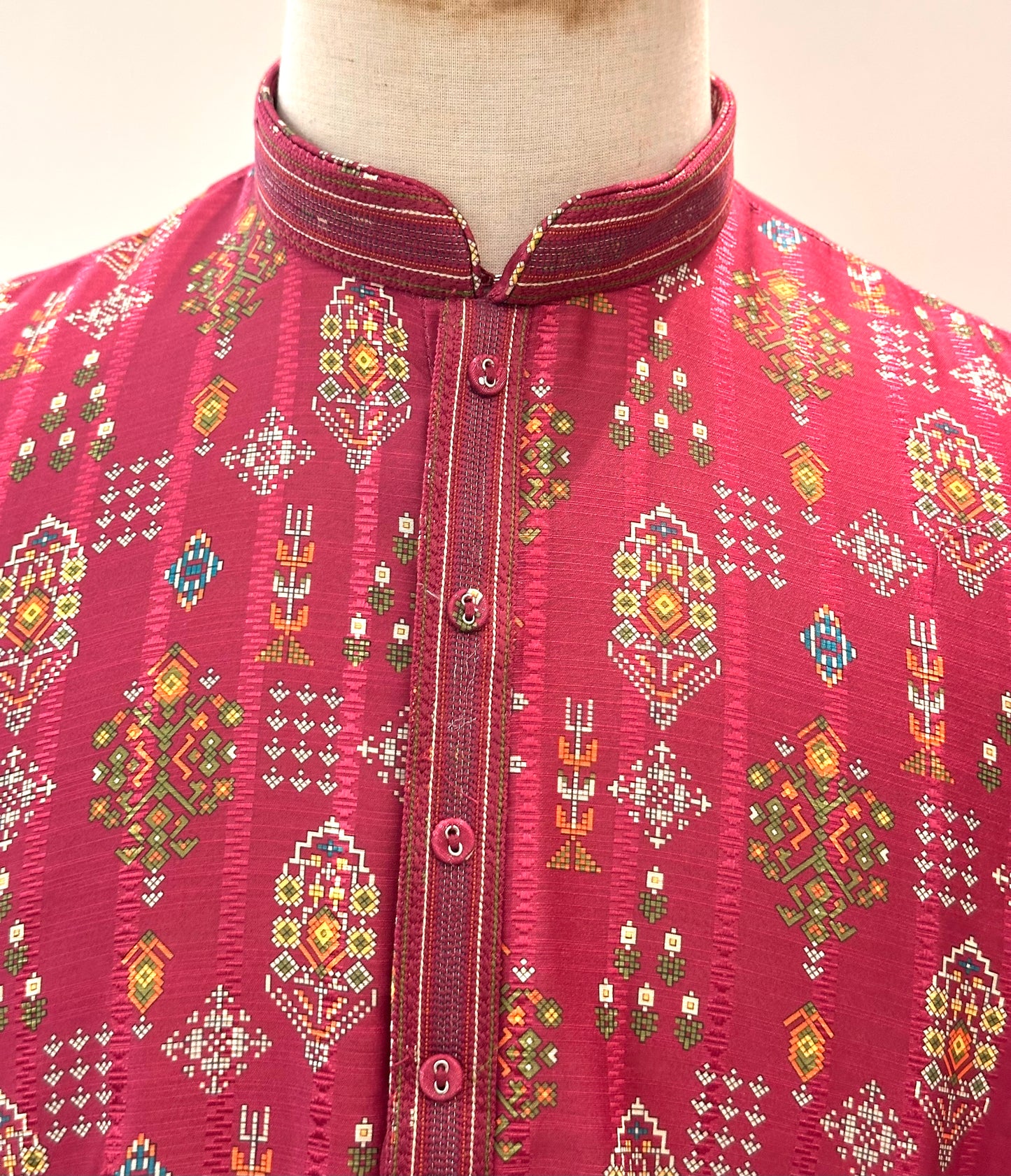 SM1225-01-16 Red Pink Soft Cotton Silk Kurta