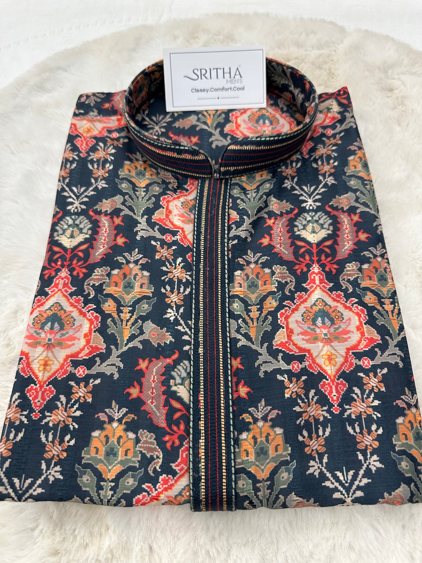 SM0925-01-06 Grey Green Soft Cotton Silk Kurta