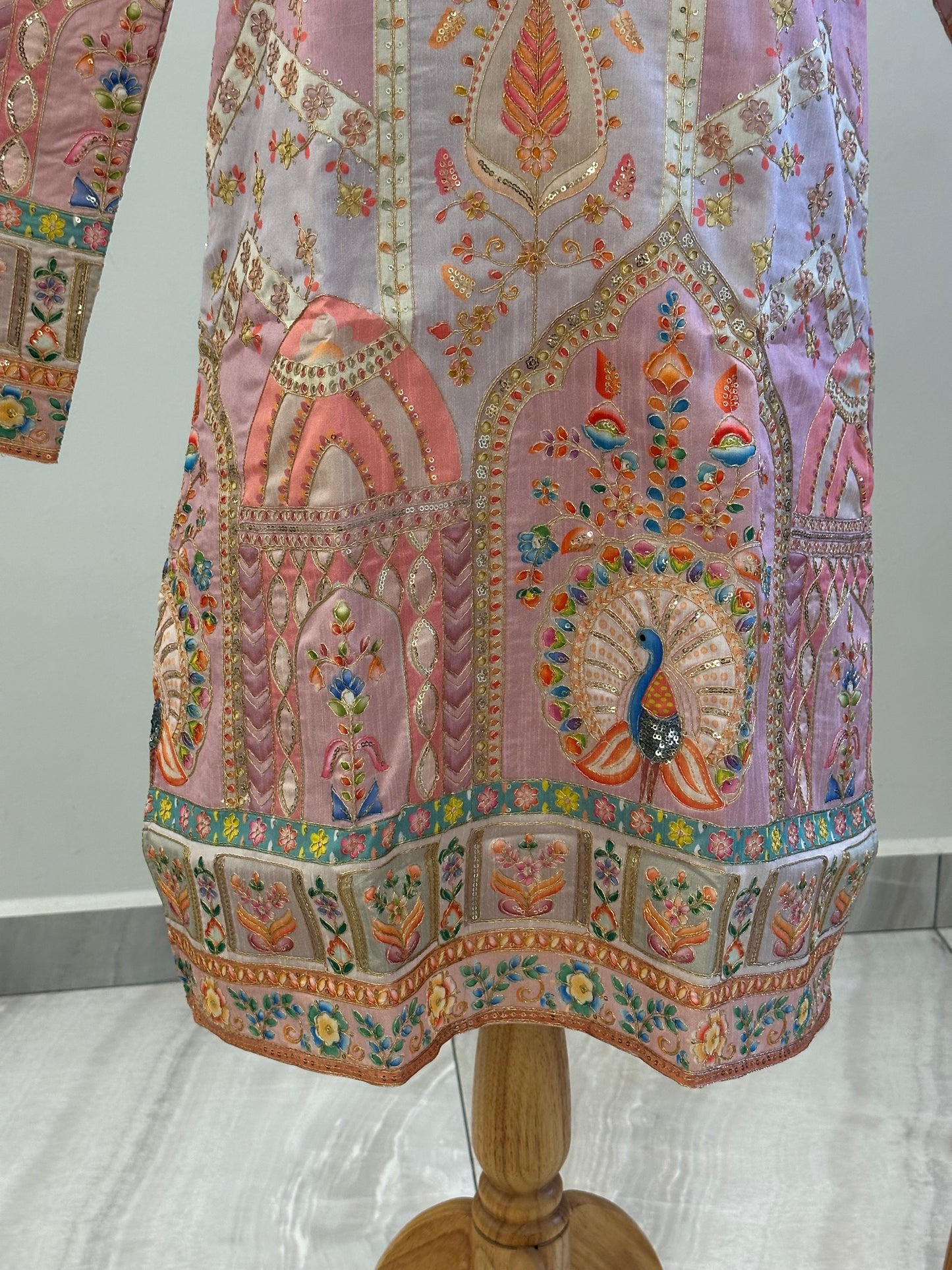 SM0326-02-05 Liliac Pink Heavy Work Silk Blend with Cotton Lining Kurta Set