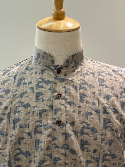 SM0925-18-14 Grey Blue Solid Cotton Short Kurta