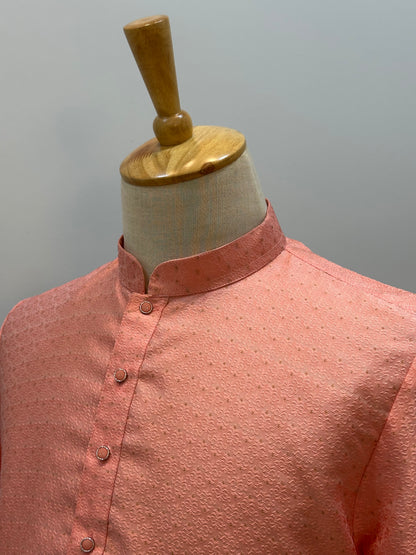 SM0626-02-11 Pink & Gold Silk Blend Kurta Set
