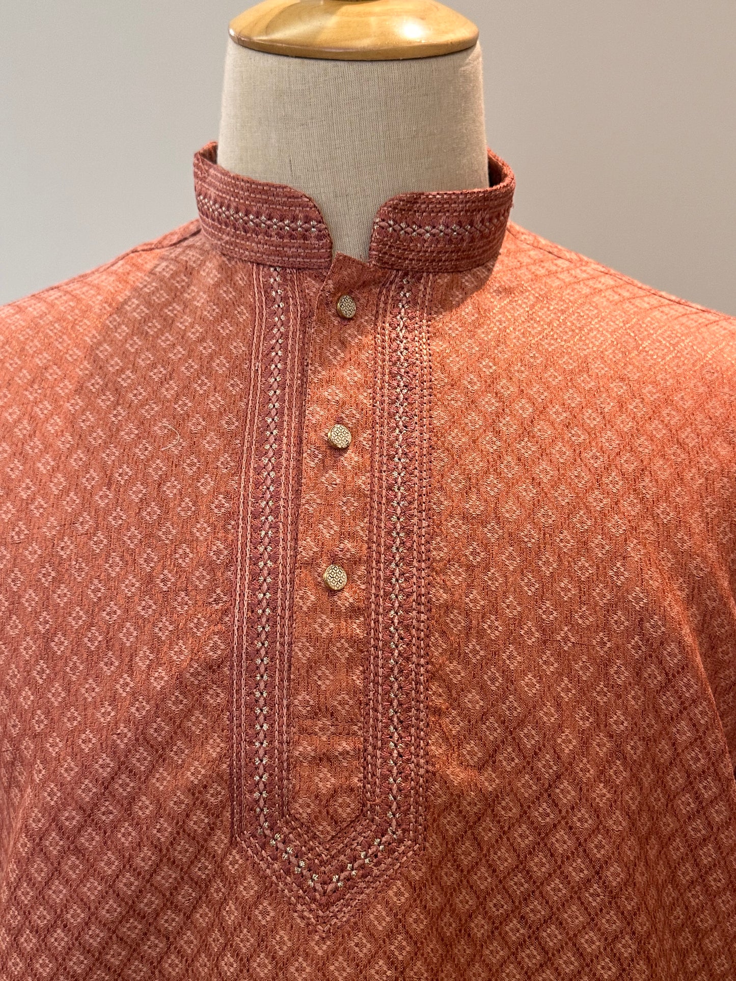 SM1025-18-10 Peach Orange Short Cotton Blend Kurta