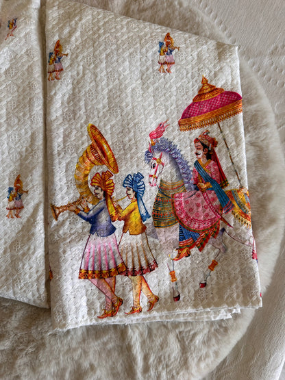 SM1125-02-19 White Wedding Design Cotton Kurta Set