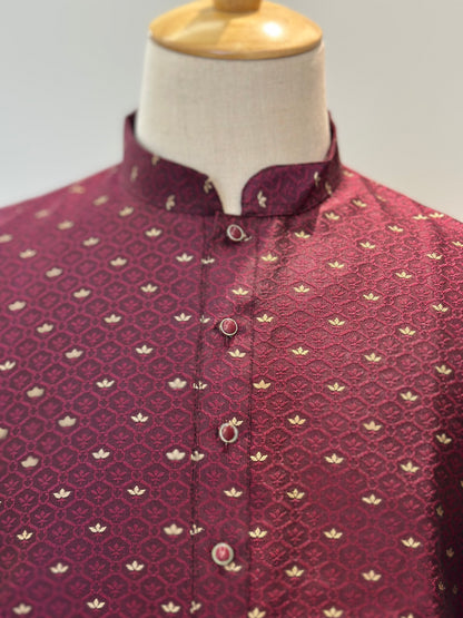 SM0925-02-02 Violet Gold Silk Blend Kurta Set