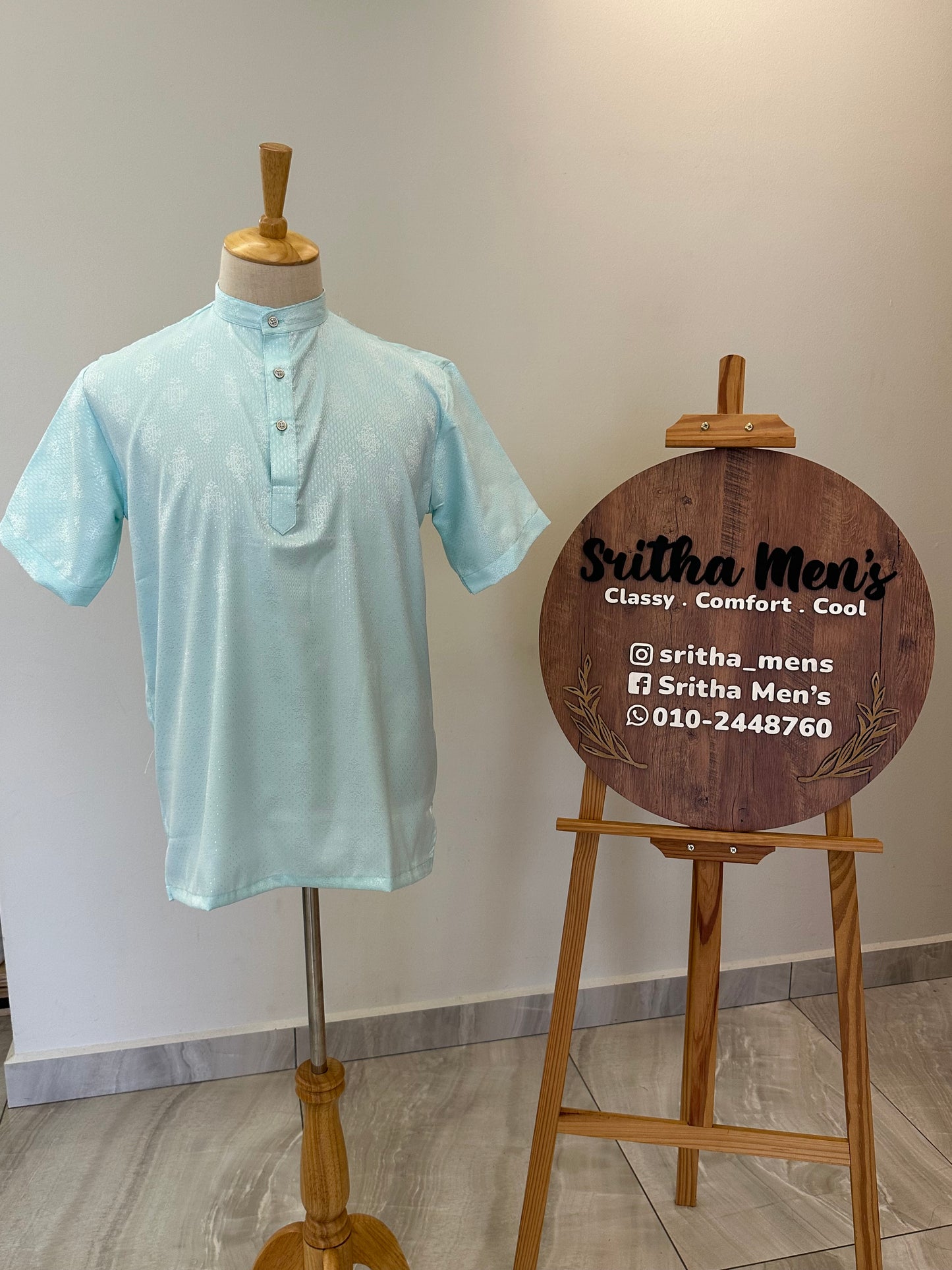 SM0925-18-01 Light Green Soft Silk Blend Short Kurta