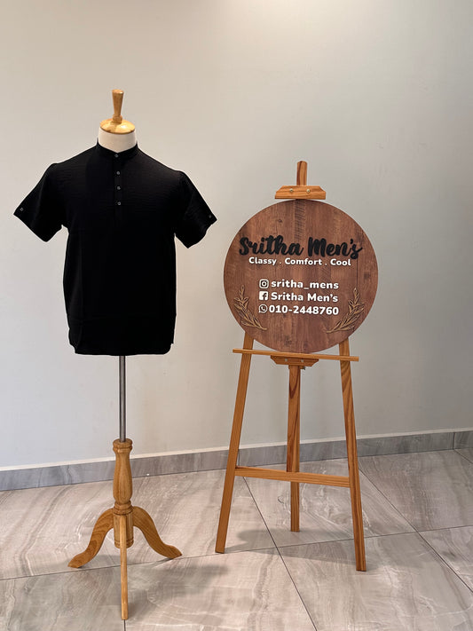 SM0326-01-08 Black Soft Short Kurta