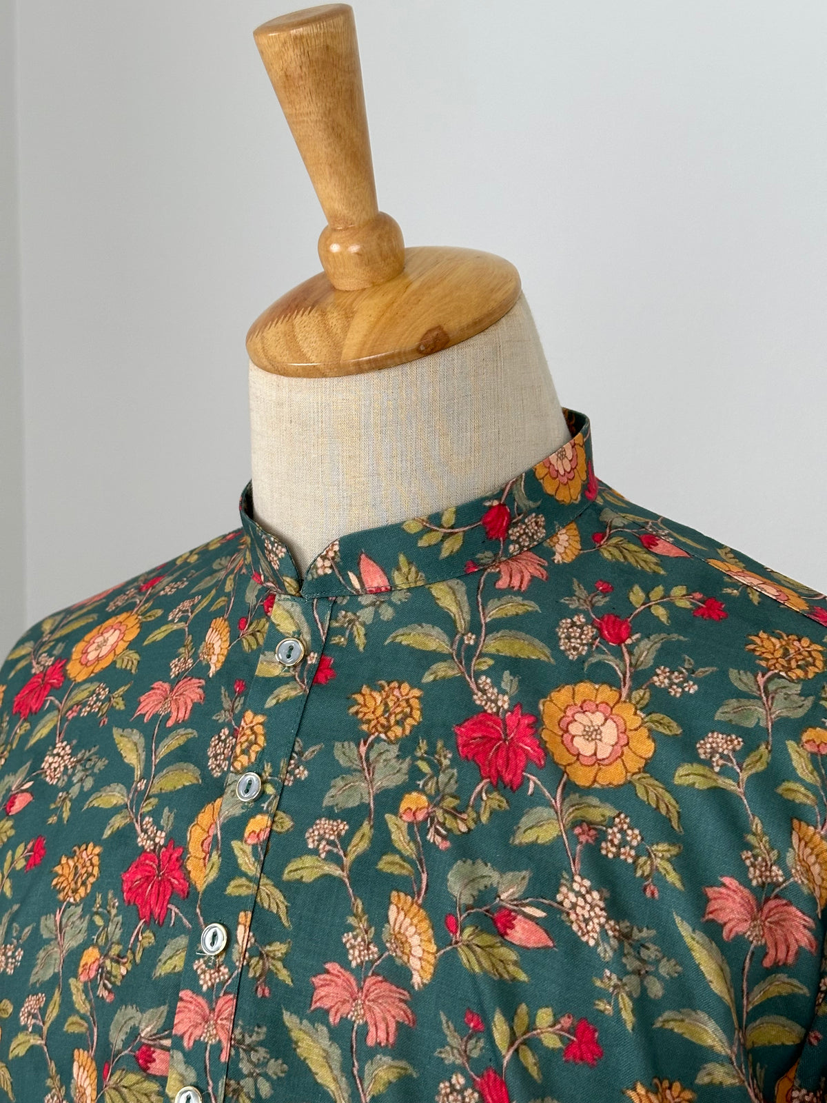 SM0826-01-07 Dark Green Floral Soft Cotton Kurta