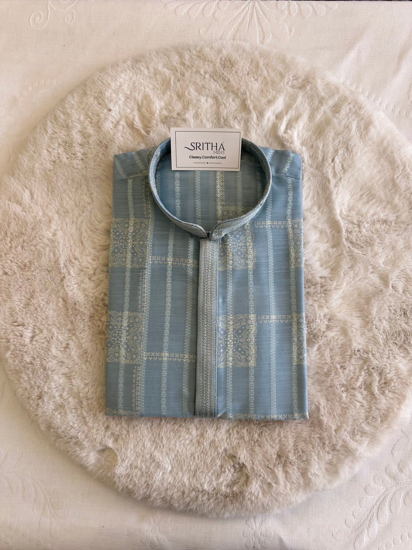 SM0925-01-03 Light Blue Soft Cotton Silk Kurta