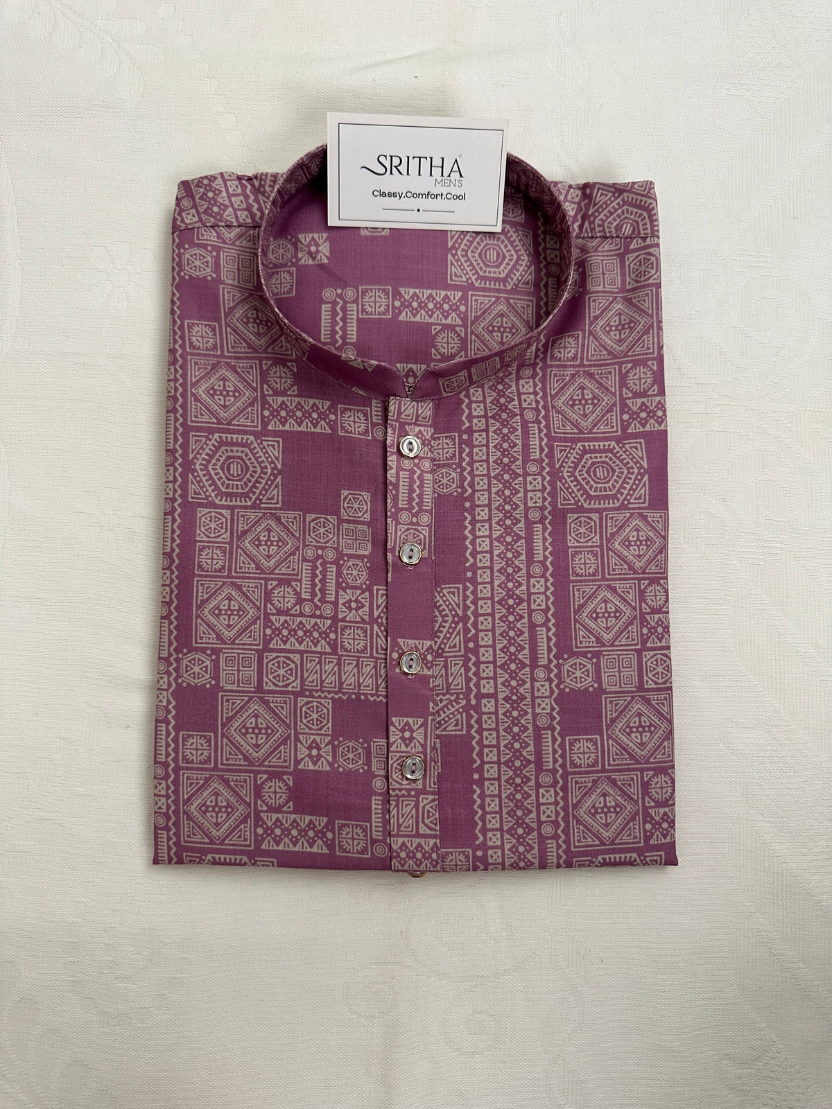 SM0826-01-09 Dusky Pink Printed Soft Cotton Kurta