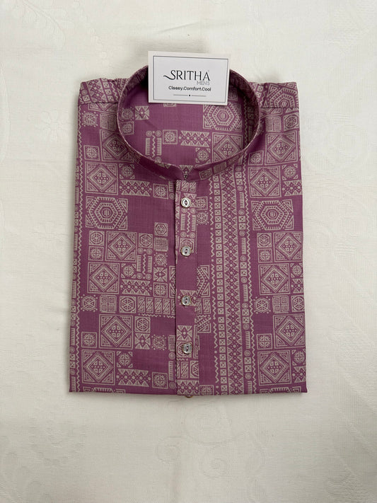 SM0826-01-09 Dusky Pink Printed Soft Cotton Kurta