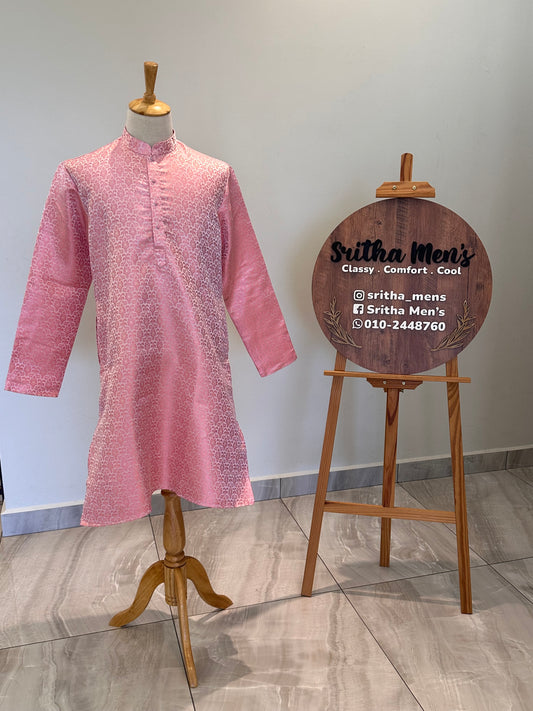 SM0126-02-01 Dual Shade Pink Jacquard Kurta Set