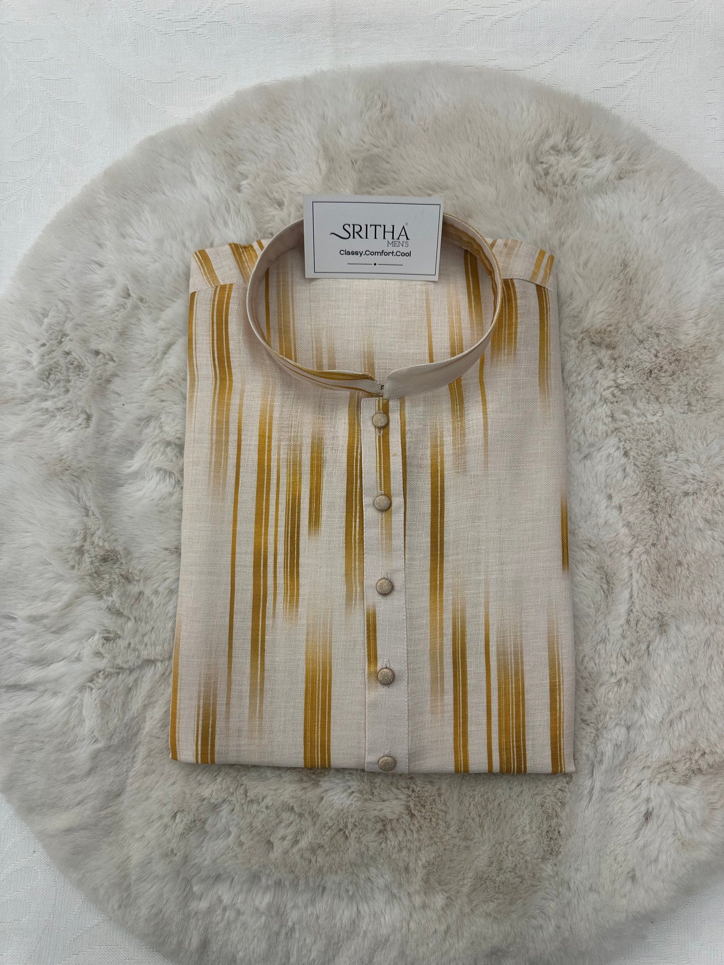 SM0825-01-07 Dual Tone Yellow & Beige Cotton Kurta