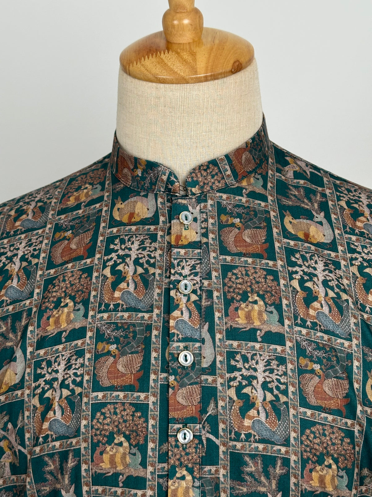 SM0826-01-11 Green Animal Print Soft Cotton Kurta