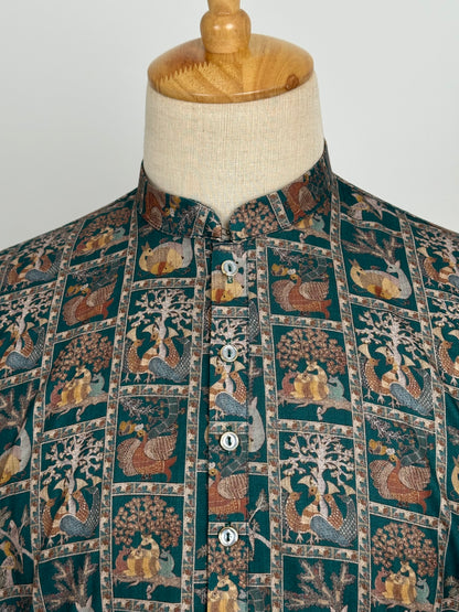 SM0826-01-11 Green Animal Print Soft Cotton Kurta