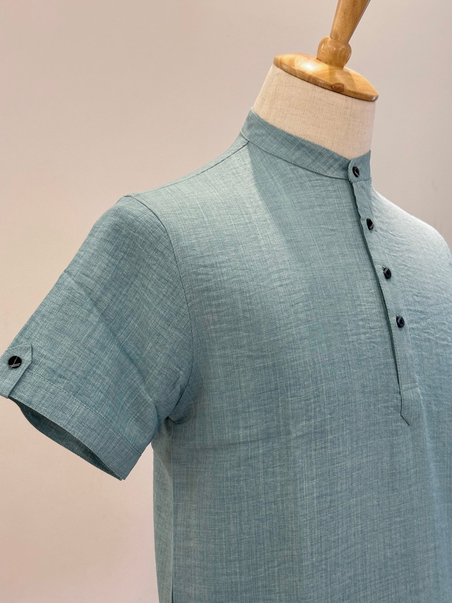 SM0326-01-05 Steel Green Soft Short Kurta