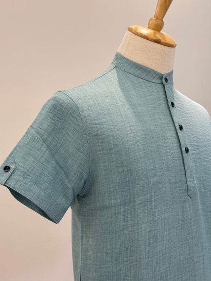 SM0326-01-05 Steel Green Soft Short Kurta