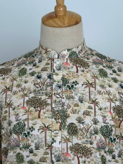 SM0826-01-12 Off White Tree Print Soft Cotton Kurta