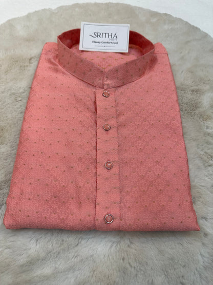 SM0626-02-11 Pink & Gold Silk Blend Kurta Set