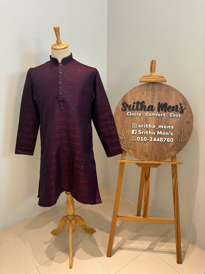 SM0626-02-09 Navy Base with Maroon Shade Kurta Set