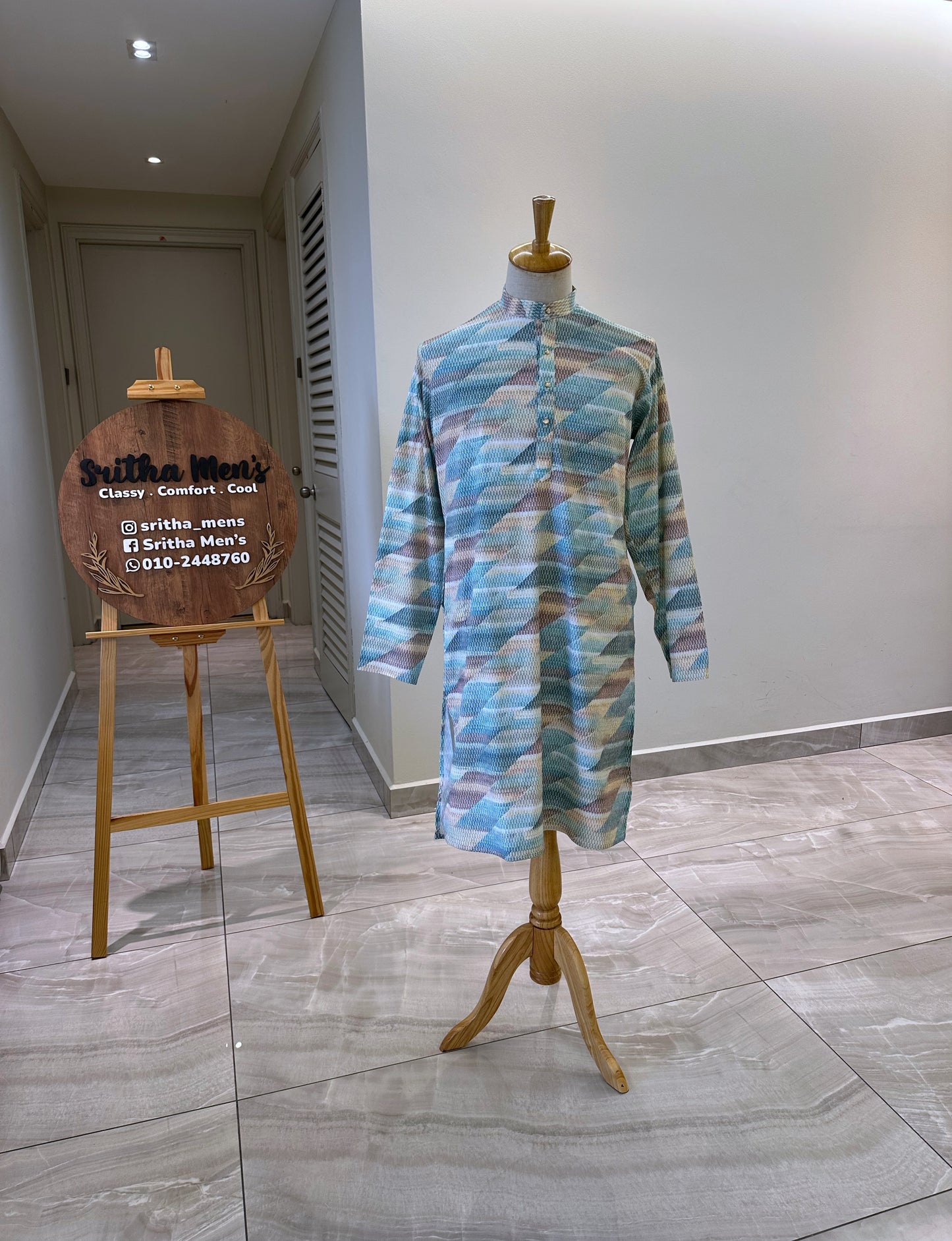 SM0224-01-09 Blue Shade Kurta