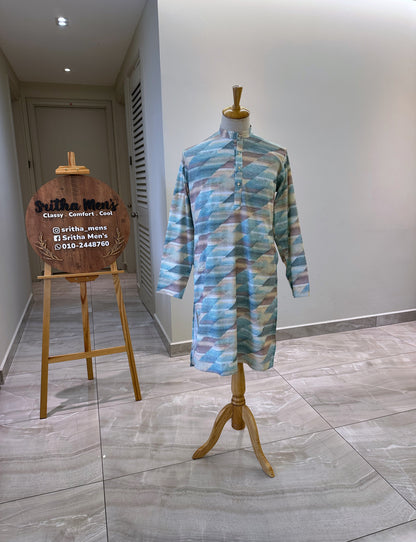 SM0224-01-09 Blue Shade Kurta