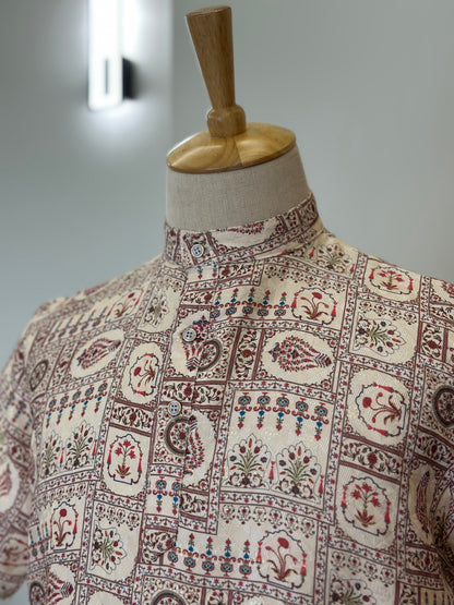 SM0925-18-04 Off White Red Sequins Short Kurta