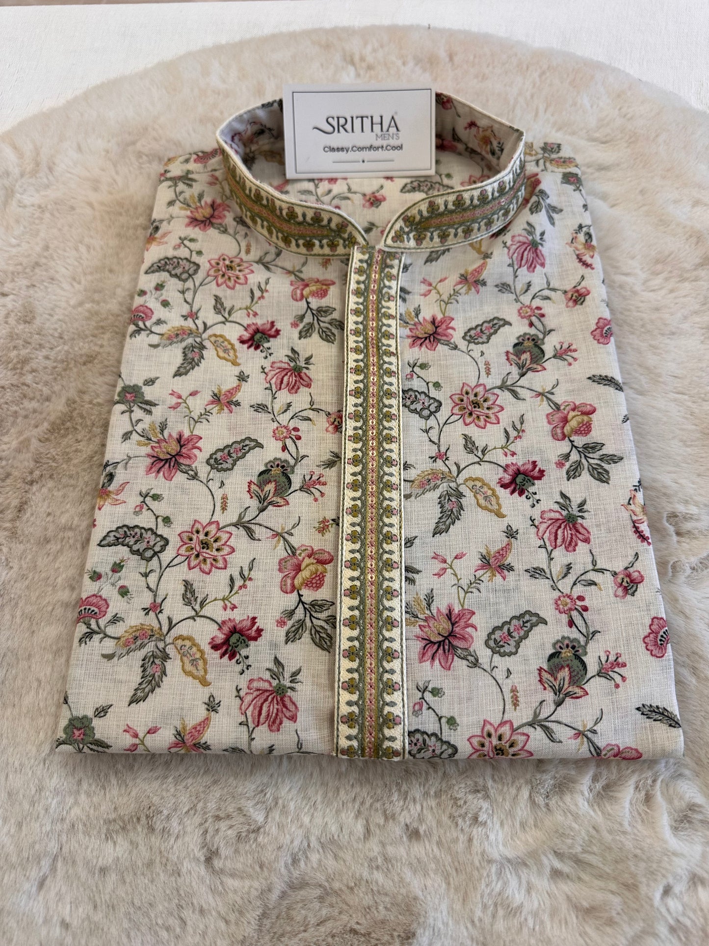 SM0326-06-01 Off White Soft Cotton Blend Kurta Set