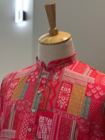 SM0625-01-04 Pink Printed Cotton Kurta
