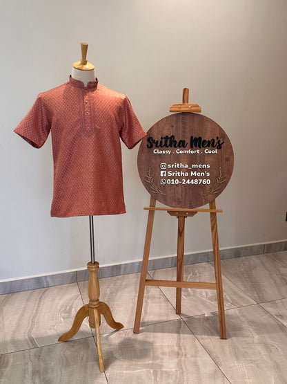 SM1025-18-10 Peach Orange Short Cotton Blend Kurta