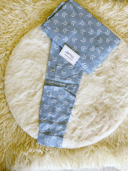 SM0324-01-12 Light Blue Arrow Short Cotton Kurta