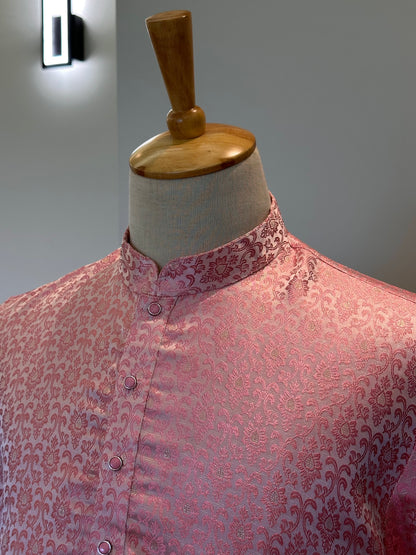 SM0126-02-01 Dual Shade Pink Jacquard Kurta Set