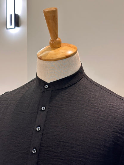SM0326-01-08 Black Soft Short Kurta