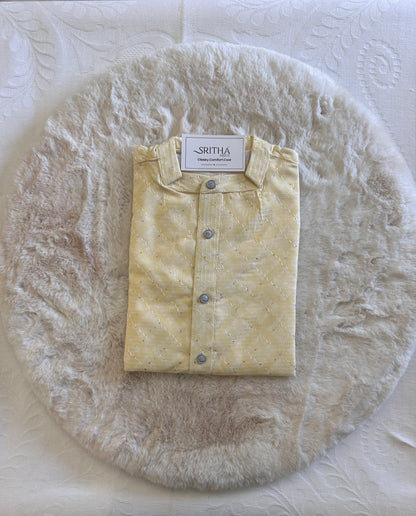 SM0225-03-07 Light Yellow to Green Ombre Design Cotton with Sequins Kurta