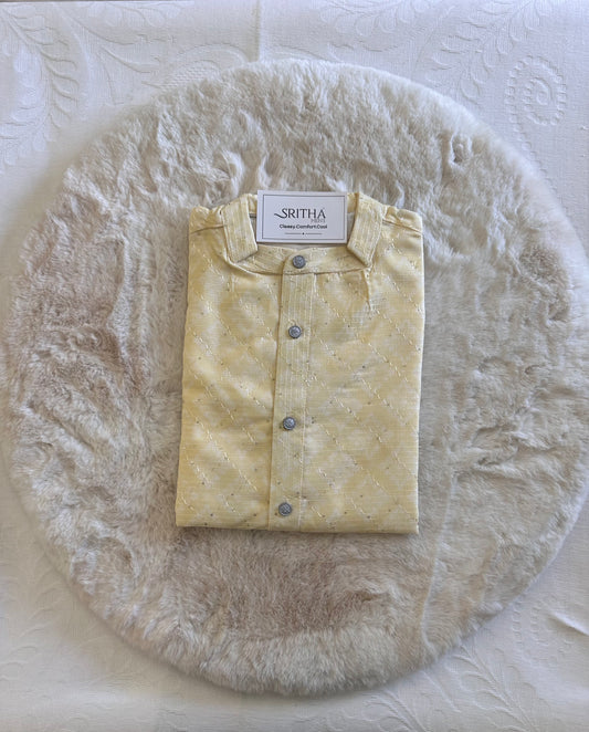 SM0225-03-07 Light Yellow to Green Ombre Design Cotton with Sequins Kurta