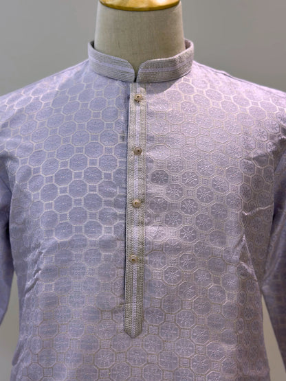 SM0225-02-12 Lavender Silk Blend Kurta with Full Cotton Lining