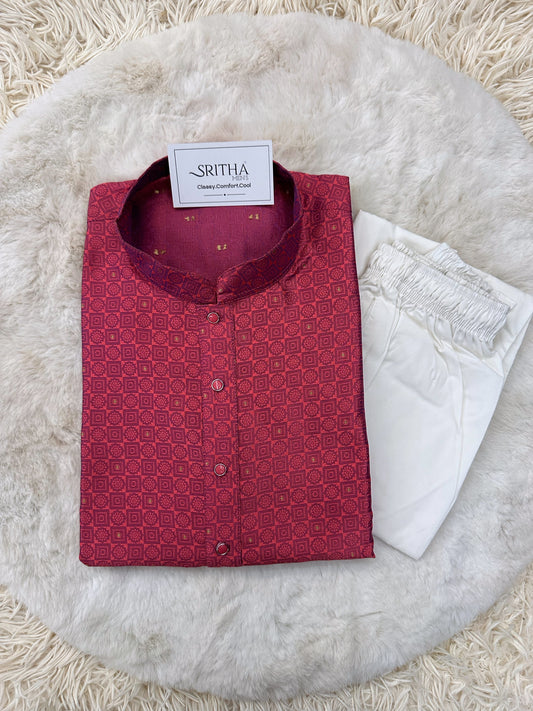 SM1024-02-09 Rani Pink Silk Blend Kurta Set