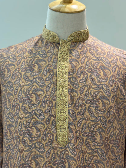 SM0624-06-06 Yellow Floral Soft Cotton Blend Kurta Set