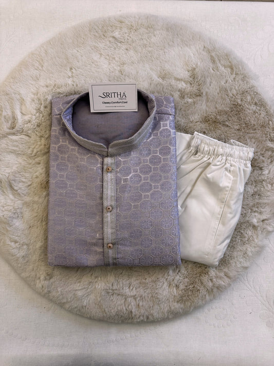 SM0225-02-12 Lavender Silk Blend Kurta with Full Cotton Lining