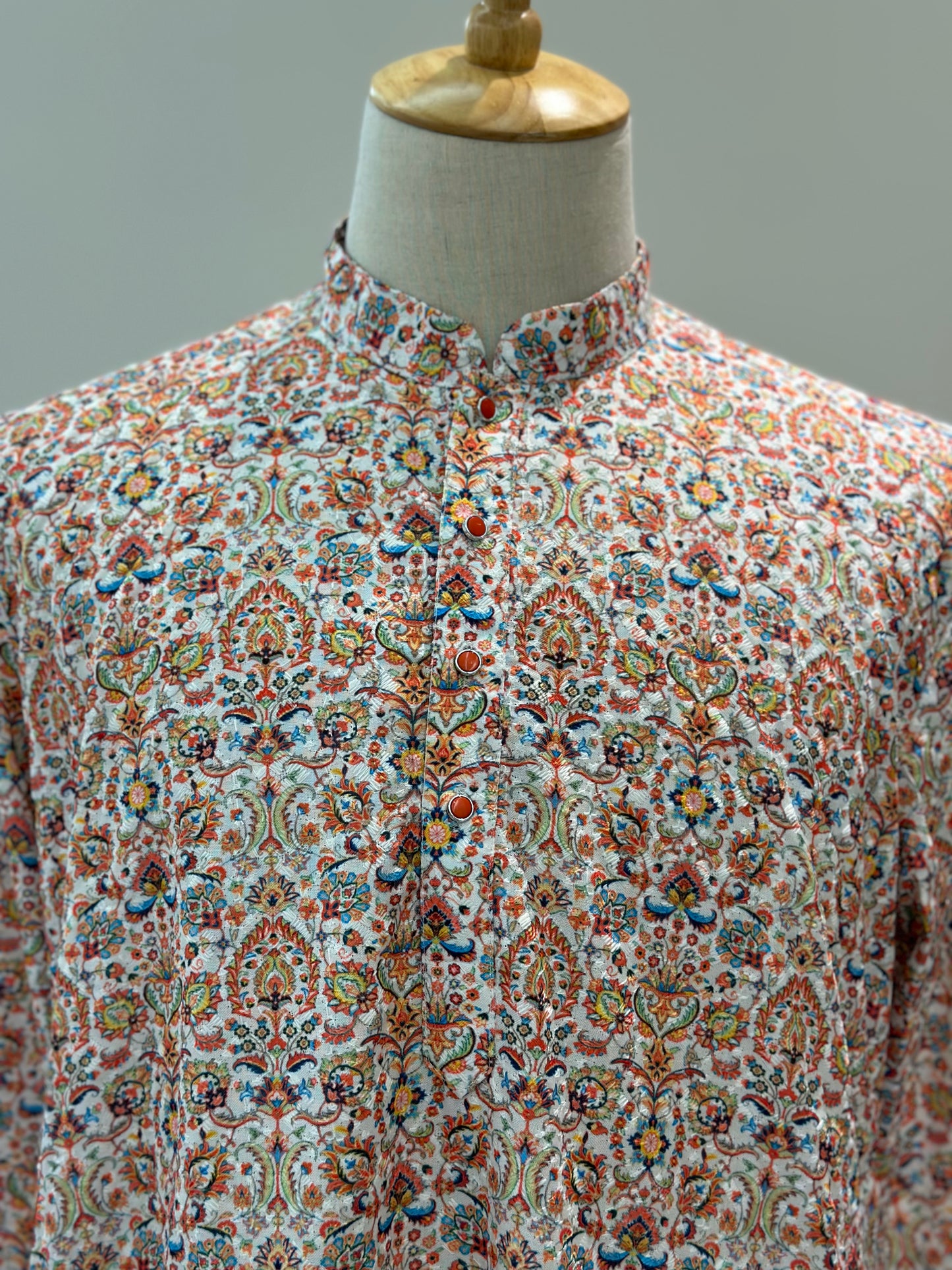 SM0525-02-11 Colourful Cotton Chikan Kurta Set