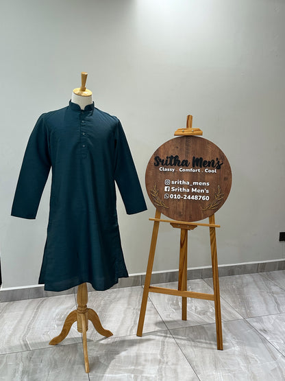 SM0724-06-10 Bottle Green Soft Silk Kurta Set