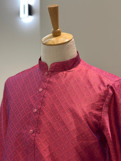 SM1024-02-09 Rani Pink Silk Blend Kurta Set