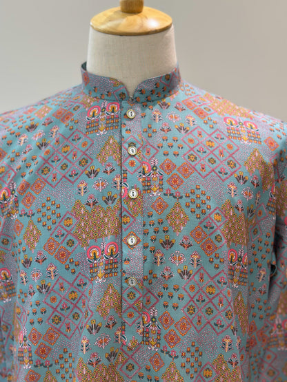 SM0325-01-07 Dusty Turquoise Printed Cotton