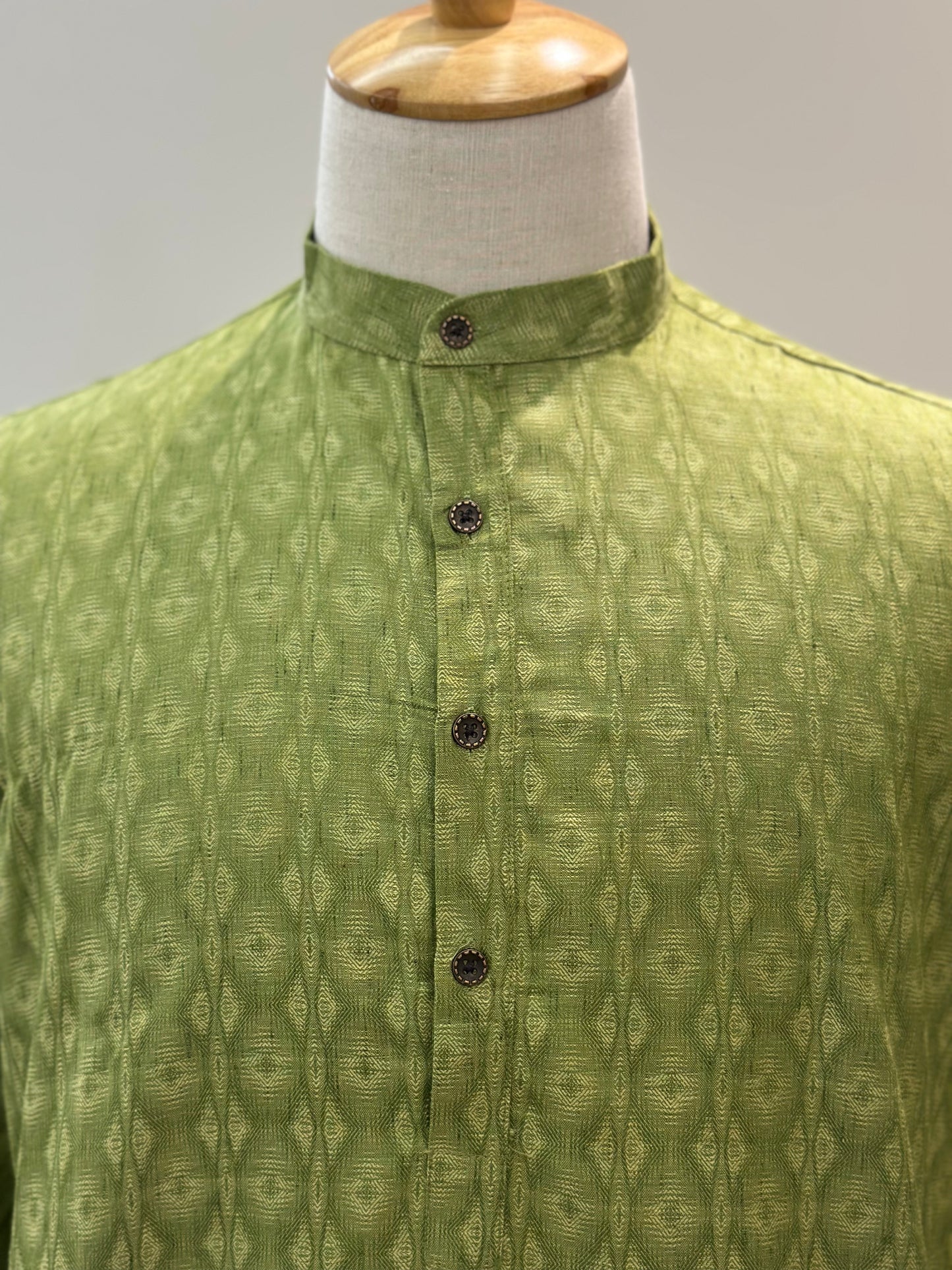 SM0225-03-06 Green Woven Cotton Kurta