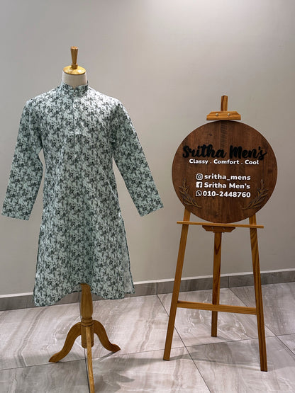SM0624-01-10 Green & Black Cotton Blend Kurta