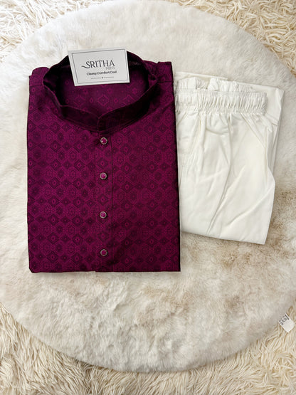 SM0525-02-02 Dark Wine Purple Kurta Set