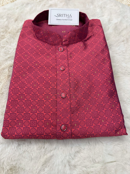SM1024-02-09 Rani Pink Silk Blend Kurta Set