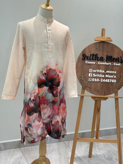 SM0425-02-05 Baby Pink Big Floral Kurta Set